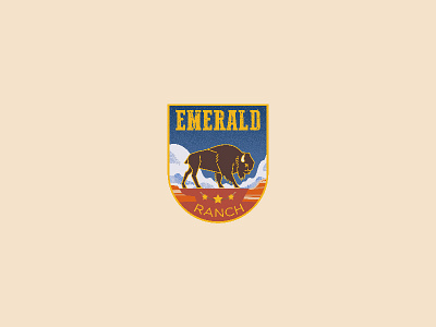Emerald Ranch Badge animal badge bison cloud clouds desert design emblem graphic illustration ilustracion logo modern ranch rdr rdr2 vector