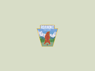 Roanoke Valley animal badge bear bear illustration bear logo design emblem graphic icon illustration ilustracion logo modern mountains valley vector