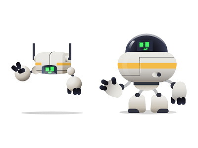 Robots V0.3 character design cute cute robot design flat graphic graphics hello illustration ilustracion modern robot robotic robotics robots vector walle