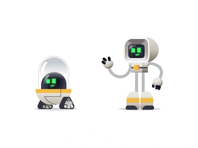 Robots V0.5 character design cute cute robot cute robots design flat graphic graphics hello helper illustration ilustracion love modern robot robotic robotics robots space vector