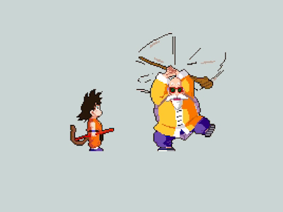 Kid Goku and Master Roshi animation character design dbz design dragon ball dragonball z dragonballz flat goku graphic icon illustration ilustracion master roshi modern pixel animation pixel art pixel art animation roshi vector