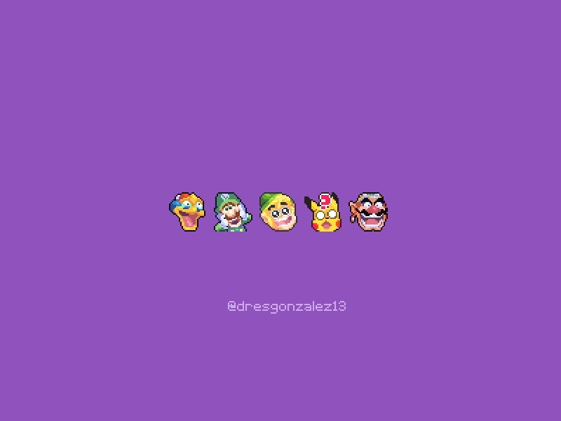 Channel Emotes 🤪😨🤔 ilustracion icons commissions twitch emoticon emotes nintendo switch nintendo pokemon pikachu link zelda luigi kirby character design icon flat graphic design illustration