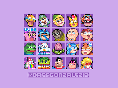 Emotes! batman character design design emotes graphic icons iconset illustration kirby logo megaman memes modern nintendo nintendo switch pikachu stickers stream superman twitch