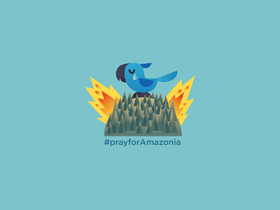 #prayforamazonia😢 amazonia animal blueparrot design fire flat graphic graphics icon illustration ilustracion modern parrot vector