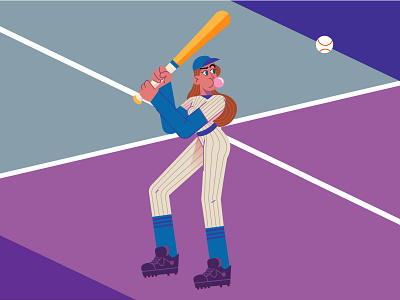 Baseball ⚾ 2d baseball baseball bat basketball branding design designer flat girl graphic illustration ilustracion love minimal sport ui ux vector