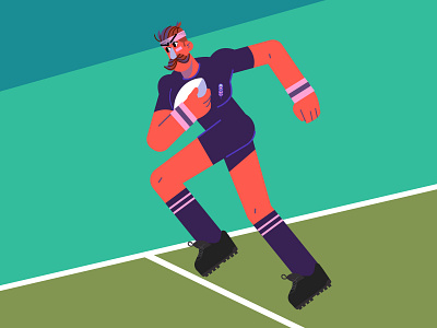 Rugby 🏉 cartoon character design design editorial design editorial illustration flat graphic graphics guy illustration ilustracion modern new zealand rugby running sport sports strong vector