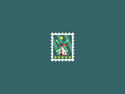 WindMill Stamp cute design flat graphic graphics icon illustration ilustracion logo modern stamp stamps vector windmill windmills