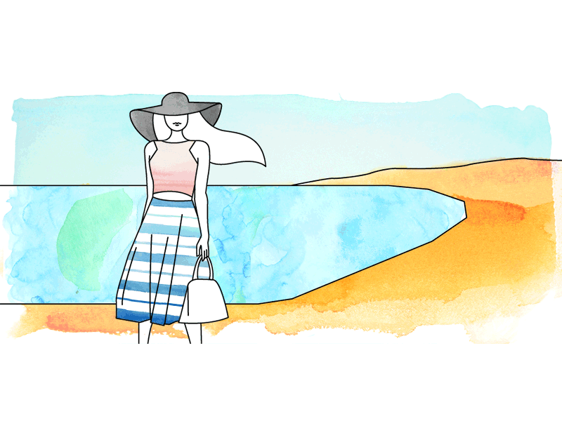 Riviera Chic animated beach fashion france gif girl glamorous hat riviera watercolours woman