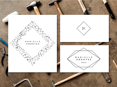 Danielle Hornyak branding geometric icons identity jewellery line illustrations line work logo monogram tools