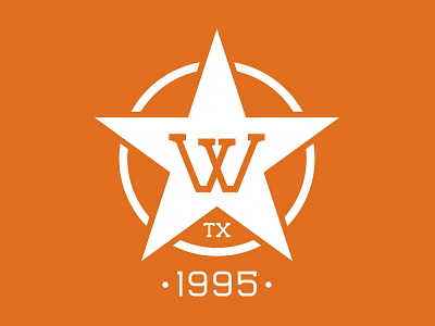 Weeks Ranch design logo orange ranch star texas w white