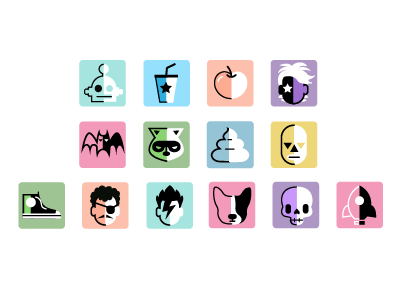 App icons bat bowie bulldog icon character converse icons mask robot spaceship