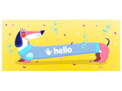 Hello network Wiener Dog confetti dachshund dog happy hello puppy wiener