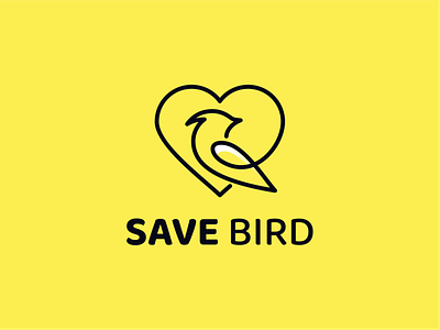 SAVE BIRD logo animal bird branding design graphic design icon illustration lineart logo love bird minimal simple vector