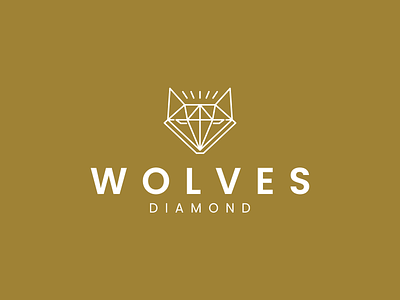 WOLVES DIAMOND logo branding cooncept logo design diamond graphic design icon illustration lineart logo minimal symbol walves