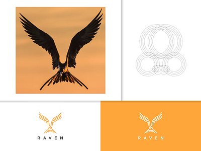 RAVEN logo animal branding design graphic design icon illustration lineart logo minimal raven symbol vector