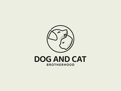 DOG AND CAT BROTHERHOOD logo animal branding brotherhood cat design dog graphic design icon illustration lineart logo minimal symbol vector