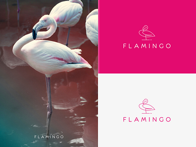 FLAMINGO logo bird branding design flamingo graphic design icon identity illustration lineart logo minimal symbol
