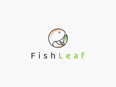 FishLeaf logo idea. animal branding design fish graphic design icon illustration inspirations logo leaf lineart logo minimal symbol vector