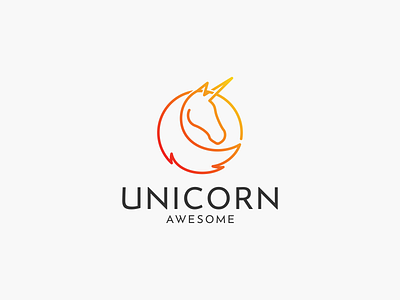 UNICORN AWESOME logo idea animals branding design graphic design horse icon illustration inspirations logo lineart logo minimal symbol unicorn vector