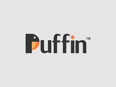 PUFFIN Wordmark Logo Idea! bird branding design graphic design icon illustration inspirationslogo lettering logo logoideas minimal orange puffin symbol vector