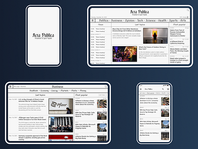 Acta Publica - concept of a news site and news app app blog concept figma mobile design news news app news site newspaper ui ux web design