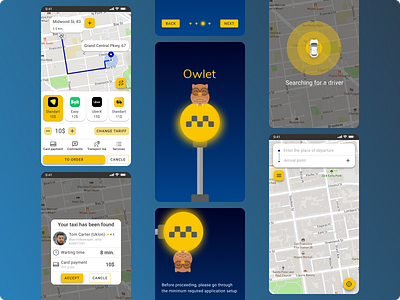 Owlet - App concept for choosing a taxi service