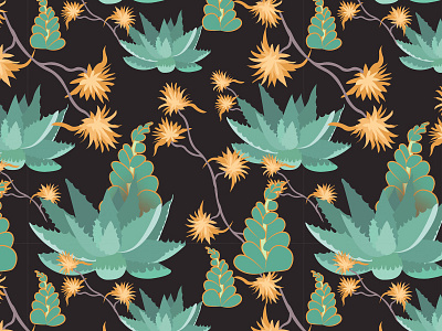 Succulent pattern cactus desert floral pattern succulent surface design vector