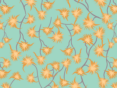 Desert Floral blossoms branches floral illustration pattern surface design textile vector