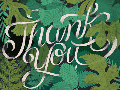 Thank You Note forest handletter illustration leaves lettering ligatures typography vector
