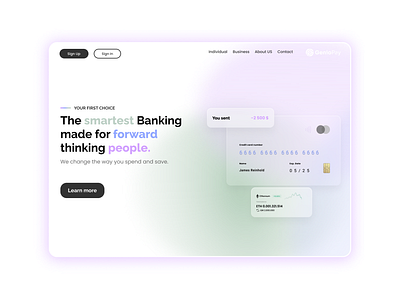 Banking landing page app banking debitcard design fintech ui ux