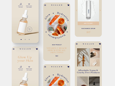 WeGlow mobile mobile mobileapp skincare ui uidesign ux uxdesign webdesign