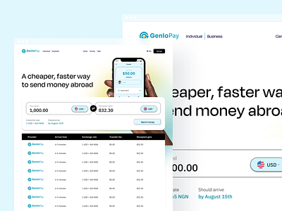 GenioPay: Check Rates banking design ui uidesign uxdesign webdesign