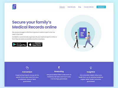 New landing page design for a Medical Resource app