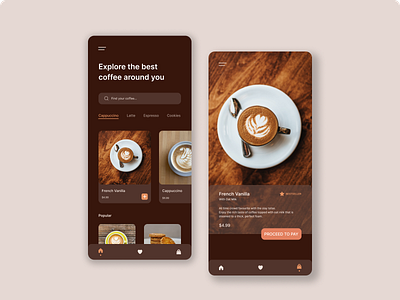 Coffee Shop App app coffee app design graphic design illustration mobile app ui ux