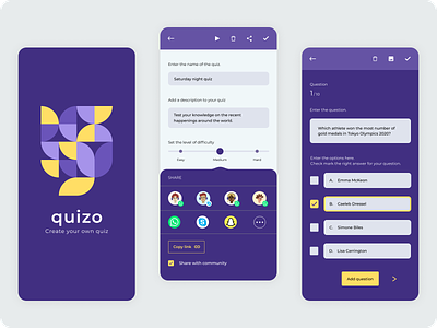 Create your own Quiz app create quiz design graphic design illustration logo mobile app neogeometric quiz quiz app ui ux