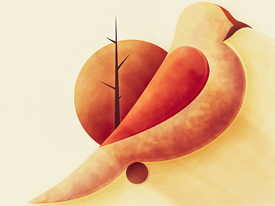 Harvest Moon birds color design illustration vector