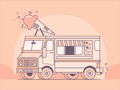 CREAM 2d after effects animation color gif ice cream illustration monochromatic rig truck vector