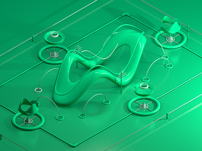 Exhibit C 3d animation c4d color green isometric motion series