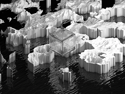 Cubed 3d c4d cube grey sea square water white
