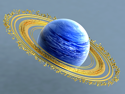 RIINGS 3d blue c4d color gold planet space sphere