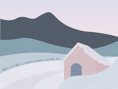 La cabane d'Arette sous la neige l Winter illustration