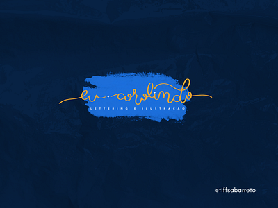 EuCorolindo Design Logo | @tiffsabarreto brand identity branding digital watercolor graphic design illustration indigo blue lettering logo logo design orange procreate