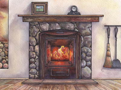 Fireplace chimney fire fireplace heat illustration
