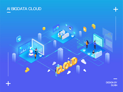 Ai Bigdata Cloud design ikon photoshop