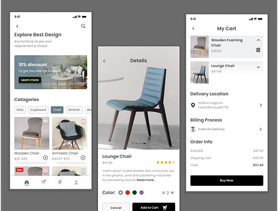 Furniture App UI app branding design furniture app graphic design illustration ui ux