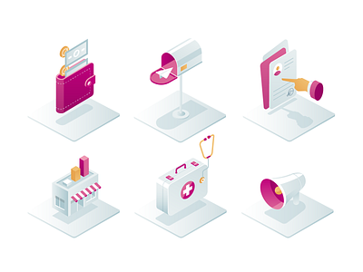 Virke - Isometric Icons gedzdesign gradient icons illustraion isometric isometry organization platform services shadow