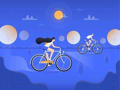 Activy - Illustration for Cycling game app app bike cycling game girl illustration light sport trees widelab