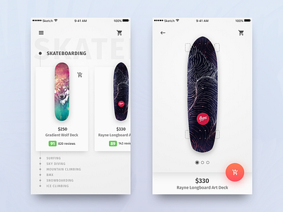 eCommerce App UX/UX android app design ecommerce ecommerce app ios skateboard sports ui ux