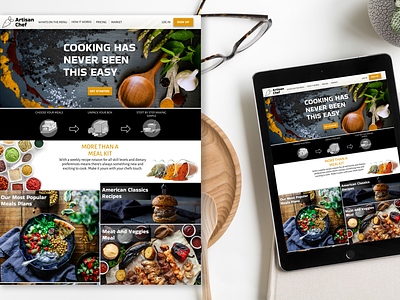 A meal service site, looked up on tablet app design graphic design typography ui ux