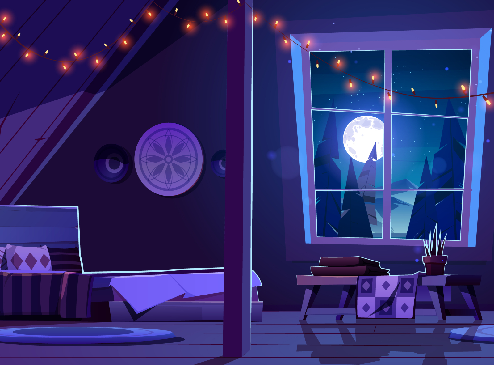 Bedroom Interior | Illustration by Moonshot Animations on Dribbble